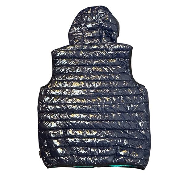 NOIZE Gavyn Hooded Puffer Vest Mens Size L Navy Vegan Sustainable Recycled NWT - Picture 2 of 13
